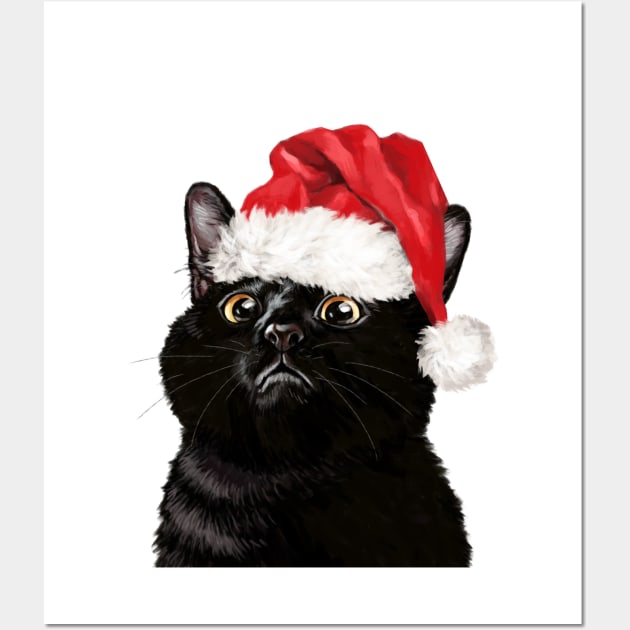 Christmas Black Cat Wall Art by bignosework